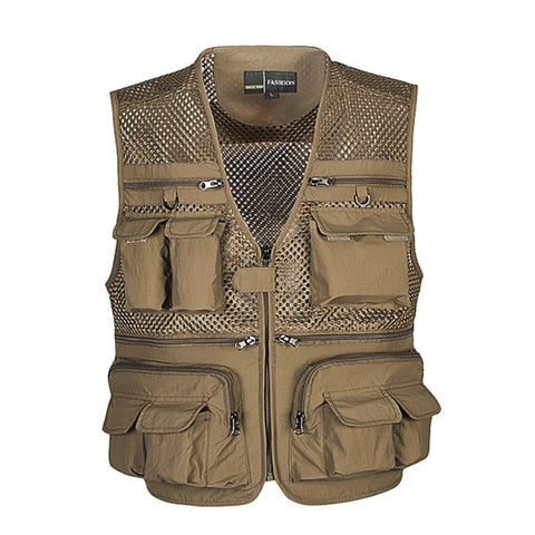 Unloading Men's Vest Tactical Webbed Gear Coat Summer Photographer Waistcoat Tool Many Pocket Mesh Work Sleeveless Jacket Male